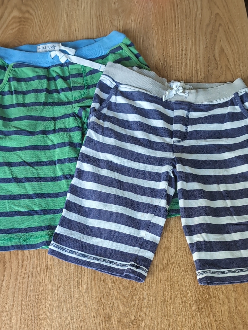 Mini Boden Set Of 2 Striped Shorts in Blue and Green Size 7
